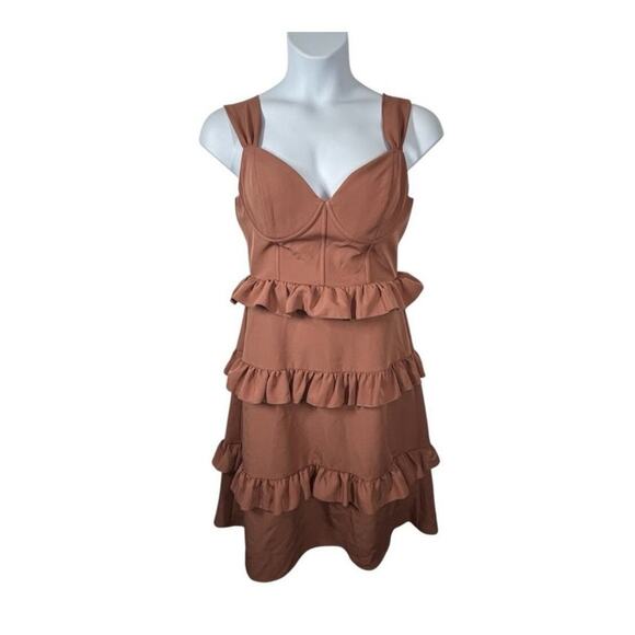 Revelry Sloan Bodice Tiered Mini Dress - Rust Size 12 - Picture 3 of 11